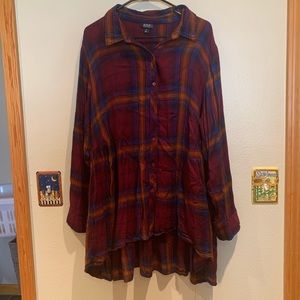 Unique Fall Plaid Button Up with High-Low Hem